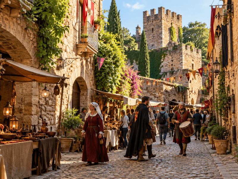 Feria Medieval de Peratallada con mercado de artesanía, personajes de época y calles de piedra del casco histórico